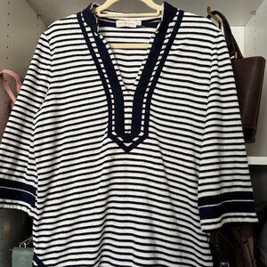 Navy/White Stripe Terry Cover-up by Tory Burch